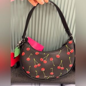 Betsey johnson Cherry Print Black Shoulder Bag